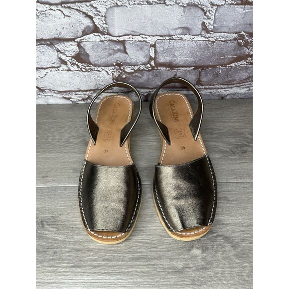 Calaxini Metallic Bronze Leather Avarca Wedge Slingback Sandals Women Sz 40EU/9M - Picture 14 of 16